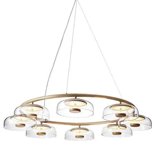 Nuura Blossi 8 Ljuskrona Nordisk Guld & Klart Glas