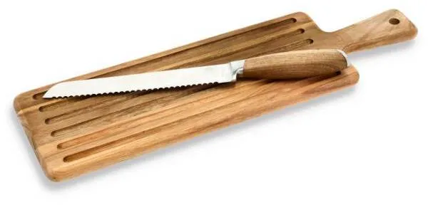 HOLM Skärbräda med Brödkniv - Rostfritt Stål/Akacia
