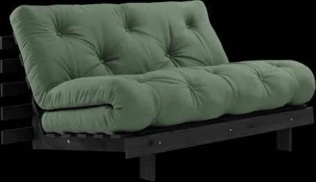Karup Design Roots Bäddsoffa med Roots Madrass 140x200 Olivgrön/Svartlackerad