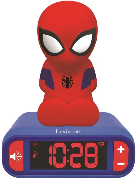 Lexibook Spiderman väckarklocka med nattlampa 3D-design SpiderMan och ljudeffekter