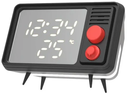 MOB Högtalarväckarklocka med ljus TV Retro Grå
